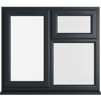 Crystal double glazed uPVC window, grey frame, top and left hung, clear glass, 1190mm x 1190mm.
