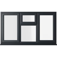 Crystal double glazed uPVC window, grey frame, top, left and right hung, 1770x1190mm, clear glass panes.
