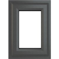 Grey/white uPVC double glazed window, top opening, 440mm x 610mm, clear glass, rectangular frame.