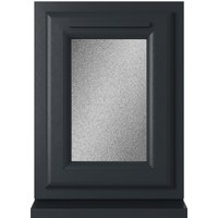 Crystal double glazed uPVC window, grey frame, white interior, top opening, obscure glass, 440mm x 610mm.