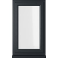 Grey/white uPVC window with double glazing, top opening, 610mm x 1040mm, clear glass, by Crystal.