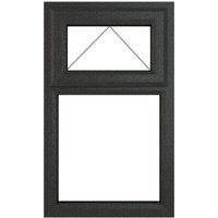 Grey/white uPVC window, double glazed, top opening, 610mm x 1115mm, clear glass, rectangular with a smaller top pane.