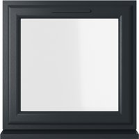 Grey/white uPVC double glazed window, 610mm x 610mm, with top opening and clear glass by Crystal.