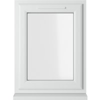 White Crystal double glazed uPVC window, left hung, 610mm x 820mm, with clear glass and sleek frame design.