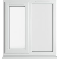White Crystal double glazed uPVC window, left hung, 905mm x 965mm, with clear glass and sleek modern frame.