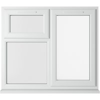 White uPVC window with double glazing, top and right sections hung, 1190mm x 965mm, clear glass panels.