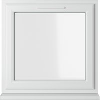 White uPVC window, 610mm x 610mm, with clear double glazing and top opener.