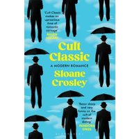 "Cult Classic" book cover with blue sky, black umbrella, and silhouette of man in suit and hat.