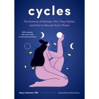 "Cycles book with blue cover, featuring abstract illustration of a woman sitting, holding a glowing orb."