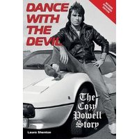 "Dance With The Devil book, black and white cover, man in leather jacket on white car, red title text"