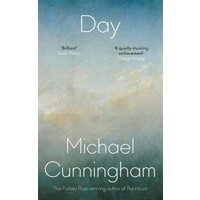 "Book titled 'Day' by Michael Cunningham, featuring a soft blue and beige sky with clouds on the cover"