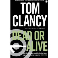 Black and white "Dead or Alive" book cover by Tom Clancy, bold text with circular target design.