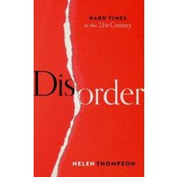 Red book cover titled "Disorder" with a torn paper design and white text by Helen Thompson.