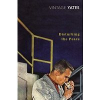 "Book cover of 'Disturbing the Peace' featuring a man in a suit smoking, with a staircase in the background."