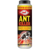Red and yellow Doff Ant Killer 300g bottle with large ant image and bold text.