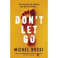 "Yellow book 'Don't Let Go' by Michel Bussi with a sandy footprint and red text accents on the cover"