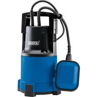 Blue and black Draper submersible water pump with float switch and power cord, 110V, 250W, 100L/min capacity.