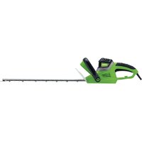 Green and black Draper 230V hedge trimmer, 510mm blade, ergonomic handle, 550W electric motor.