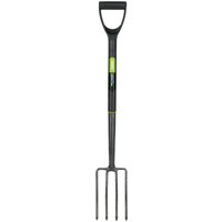 Black Draper Carbon Steel Border Fork with D-shaped handle and four sharp tines.