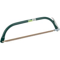 Green Draper D140B Hardpoint Bow Saw with 600mm blade and ergonomic handle, featuring a tension adjuster.