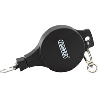 Black Draper hanging basket chain with retractable mechanism and metal hooks on both ends.