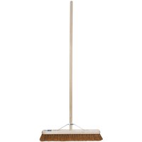 Draper Soft Coco Platform Broom, 600mm, with a wooden handle and wide brown bristle head.