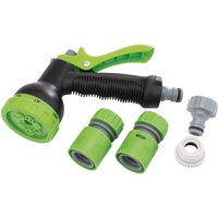 Draper Spray Gun Kit with green and black spray nozzle, three connectors, and a white adapter.