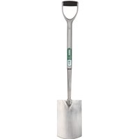 Stainless steel garden spade with soft grip handle and rectangular blade by Draper