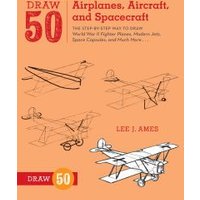 "Draw 50 Airplanes book with sketches of planes, orange cover, by Watson-Guptill Publications, author Lee J. Ames"