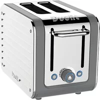 Dualit Architect 2 Slot toaster with grey body, stainless steel panel, and adjustable browning control knob.