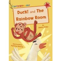 Children's book "Duck! and The Rainbow Room" with a duck and monkey on a yellow cover.