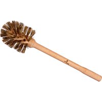 Wooden ecoLiving toilet brush with natural bristles and a smooth handle.