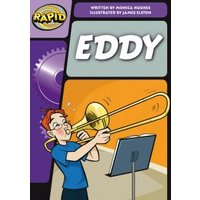 Comic book titled "Eddy" featuring a boy playing a trombone, with a purple gear design in the background.