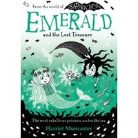 "Children's book 'Emerald and the Lost Treasure' with mermaid illustration, green and black cover design"