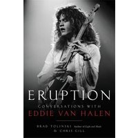 Black and white book cover titled "Eruption" featuring a guitarist with long hair playing an electric guitar.