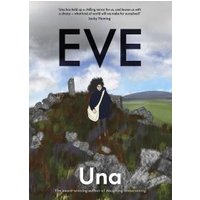 Book cover of "Eve" by Una, featuring a figure with a white bag in a rocky landscape under a cloudy sky.