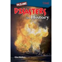 "Book titled 'Disasters in History' with fiery explosion on cover, red 'Failure' label at top left."
