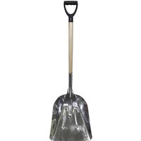 Faithfull Aluminium Grain Shovel with wide silver blade, wooden handle, and black D-grip.