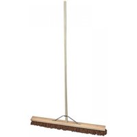Faithfull soft coco broom with 900mm wooden head, beige handle, and metal stay for support.