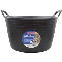 Black Faithfull Eco Flex Tub with two handles and a blue label, 15-liter capacity.