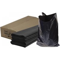 Faithfull heavy-duty black refuse sacks, pack of 100, with folded bags next to an open box.