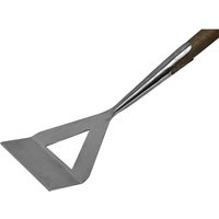 Stainless steel Dutch hoe with triangular blade and wooden handle, by Faithfull Prestige.