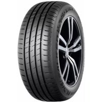 Falken ZIEX ZE320 tire, size 205/40 R17, black with rim protection, sleek tread design, mounted on a black alloy wheel.