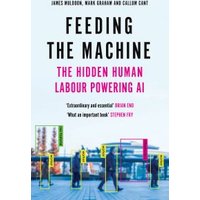 "Book titled 'Feeding the Machine' with colorful cover featuring industrial scene and bold typography"