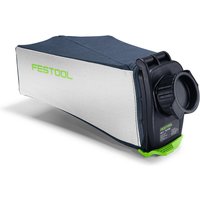 Festool dust bag for TSC/HKC saws, rectangular shape, gray fabric with black trim and green Festool logo.