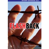 "Flashback book cover with hand gripping barbed wire, bold red and black title text, author John Townsend"