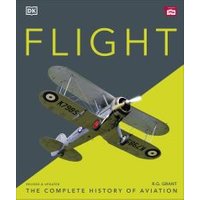 "Book titled 'Flight' featuring a vintage biplane on the cover, with yellow and gray background."