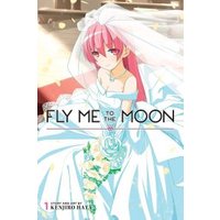Manga book "Fly Me to the Moon" with a cover of a pink-haired bride in a white wedding dress holding flowers.