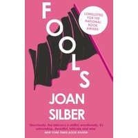 Pink book cover of "Fools" by Joan Silber with bold white text and abstract black shapes.