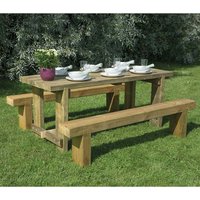 Forest Garden Wooden Garden Table and Bench Set 1.8m - image 2